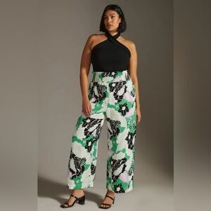 Maeve Saria Smocked Wide-Leg Pants size L